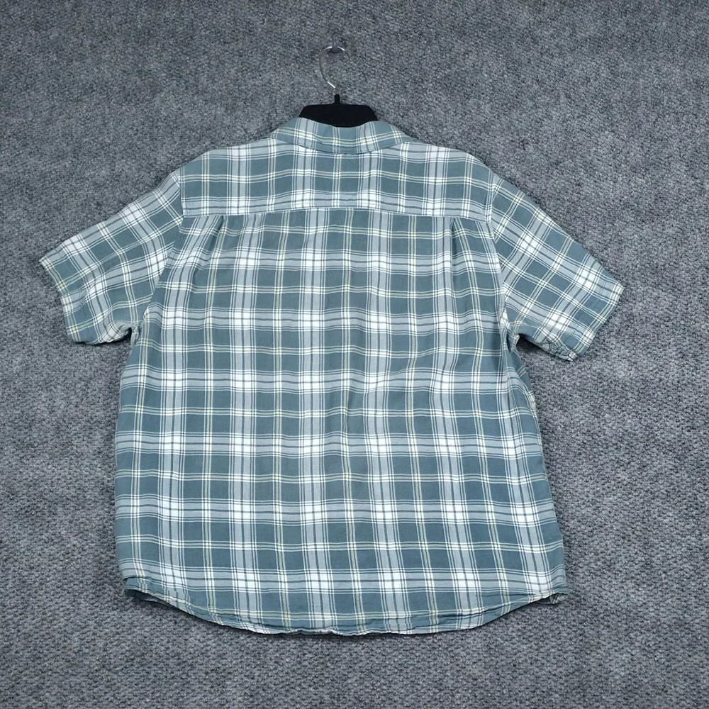 The North Face Plaid Short Sleeve Button Down Men's‎ Shirt Large Blue White
